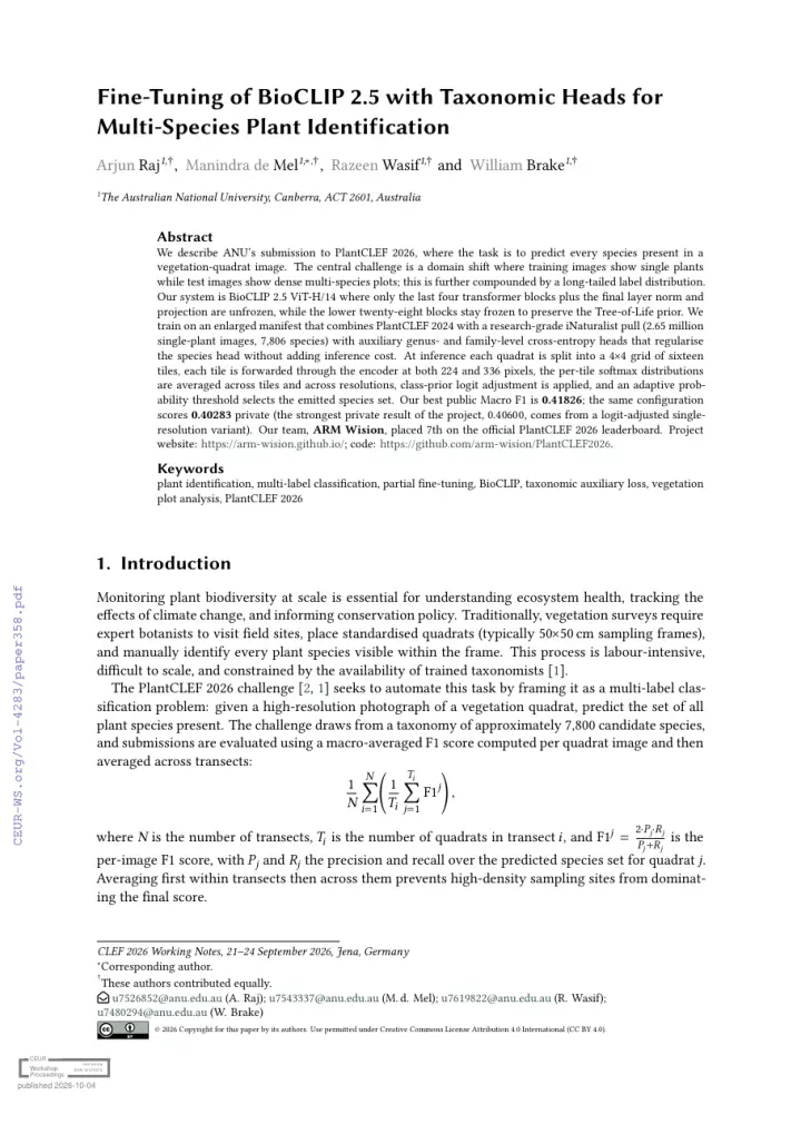 First page of the PlantCLEF 2026 paper